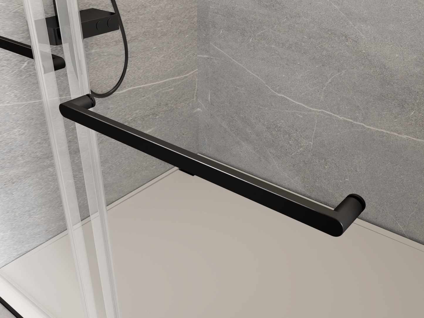 Sleek Soft-Close Frameless Shower Door in Matte Black