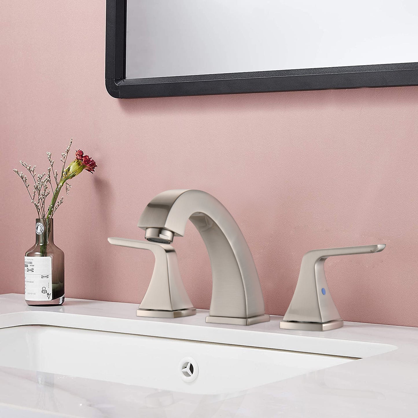 Sleek Brushed Nickel Bathroom Faucet with Pop-Up Drain