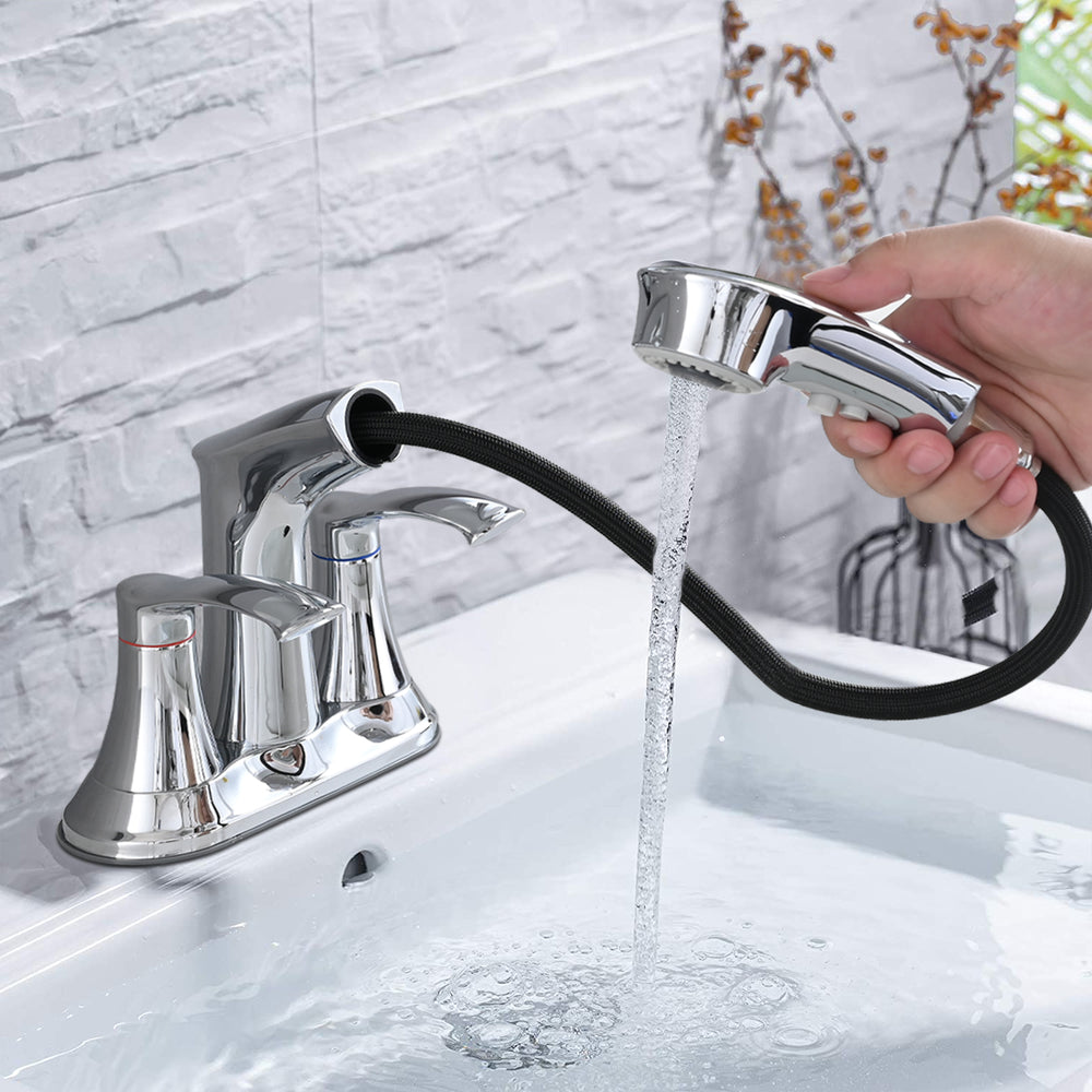 Chic Chrome Pull-Out Faucet for Your Bathroom