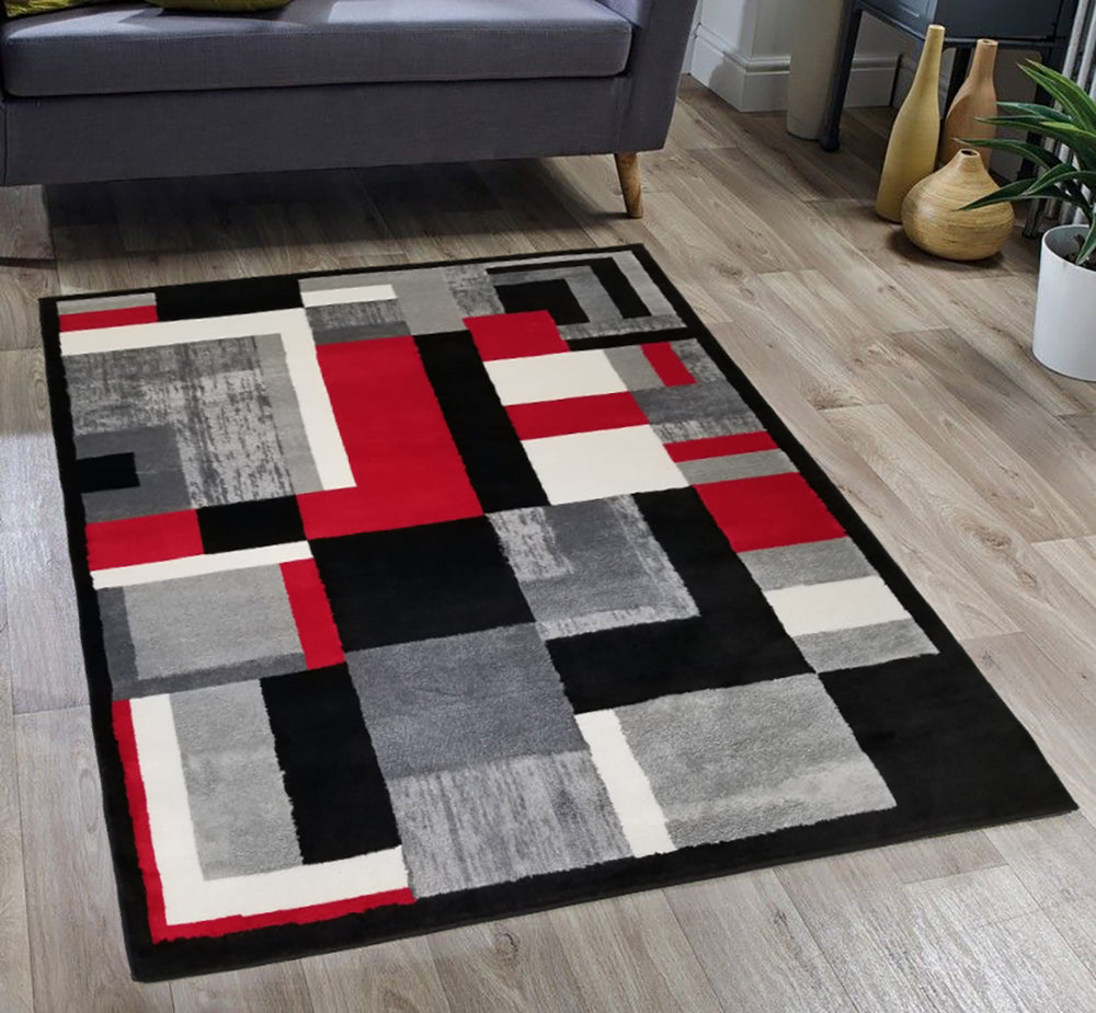 Cozy Black-Grey Living Room Rug