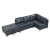 Cozy Blue L-Shaped Corner Sofa with Storage Ottomans