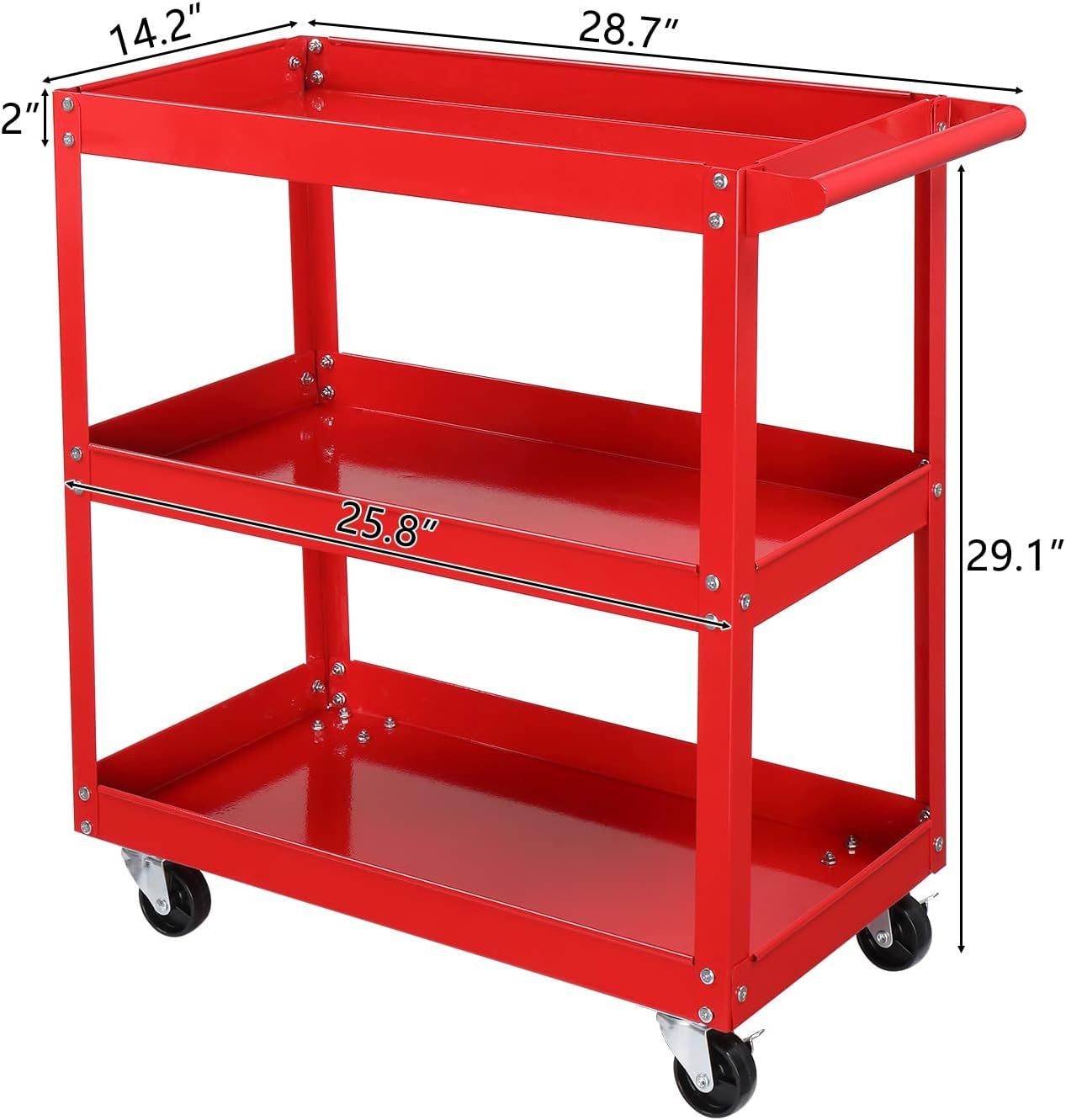 Red Rolling Tool Cart – Heavy Duty, Lockable Wheels, Perfect for Garage & Workshop