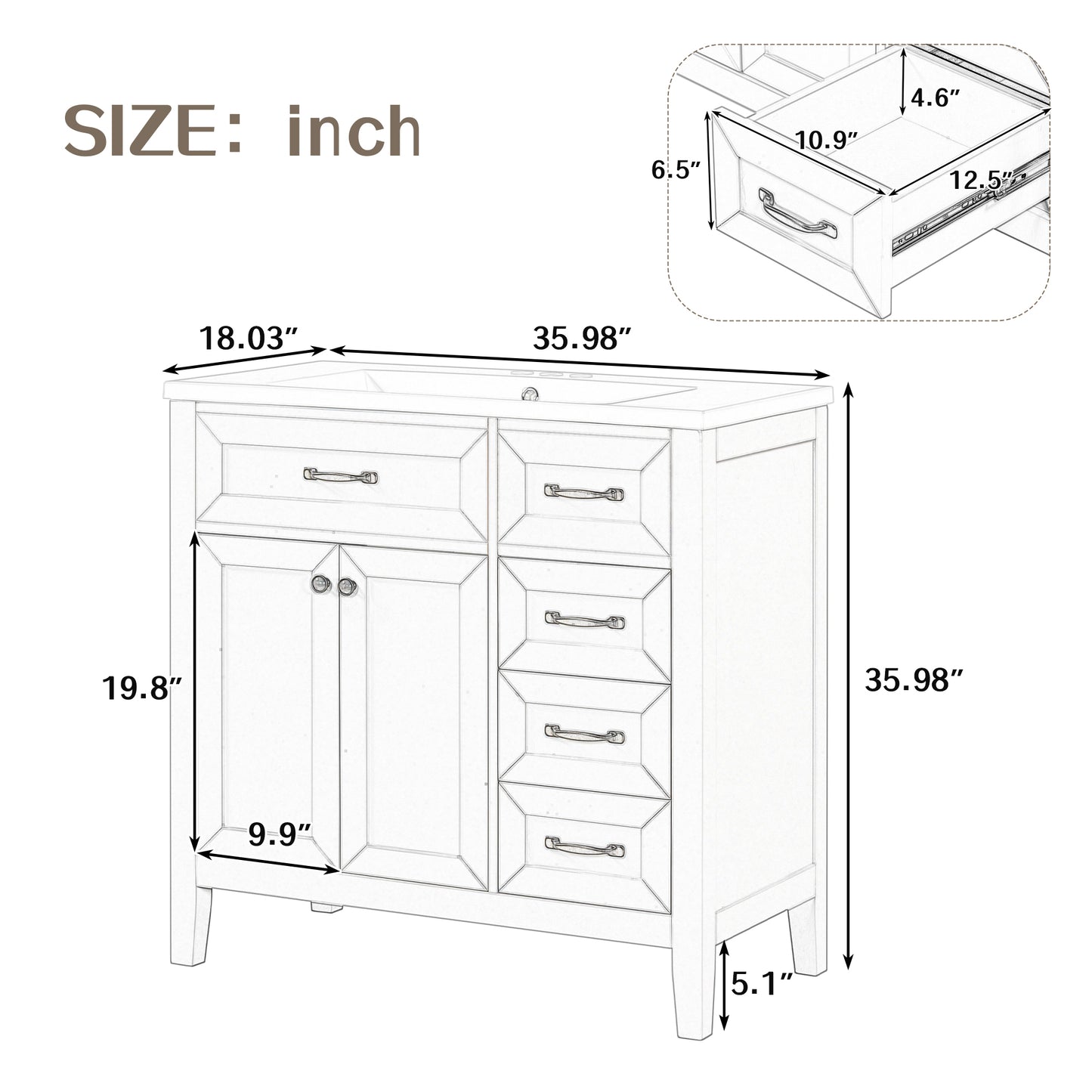 Sleek White Bathroom Vanity & Sink Combo