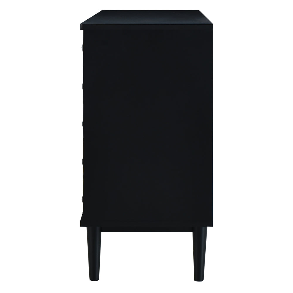 Sleek Black Sideboard with Stylish Curved Doors and Silver Handles