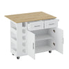 Versatile Kitchen Island Cart with Cabinets & Wine Rack - White