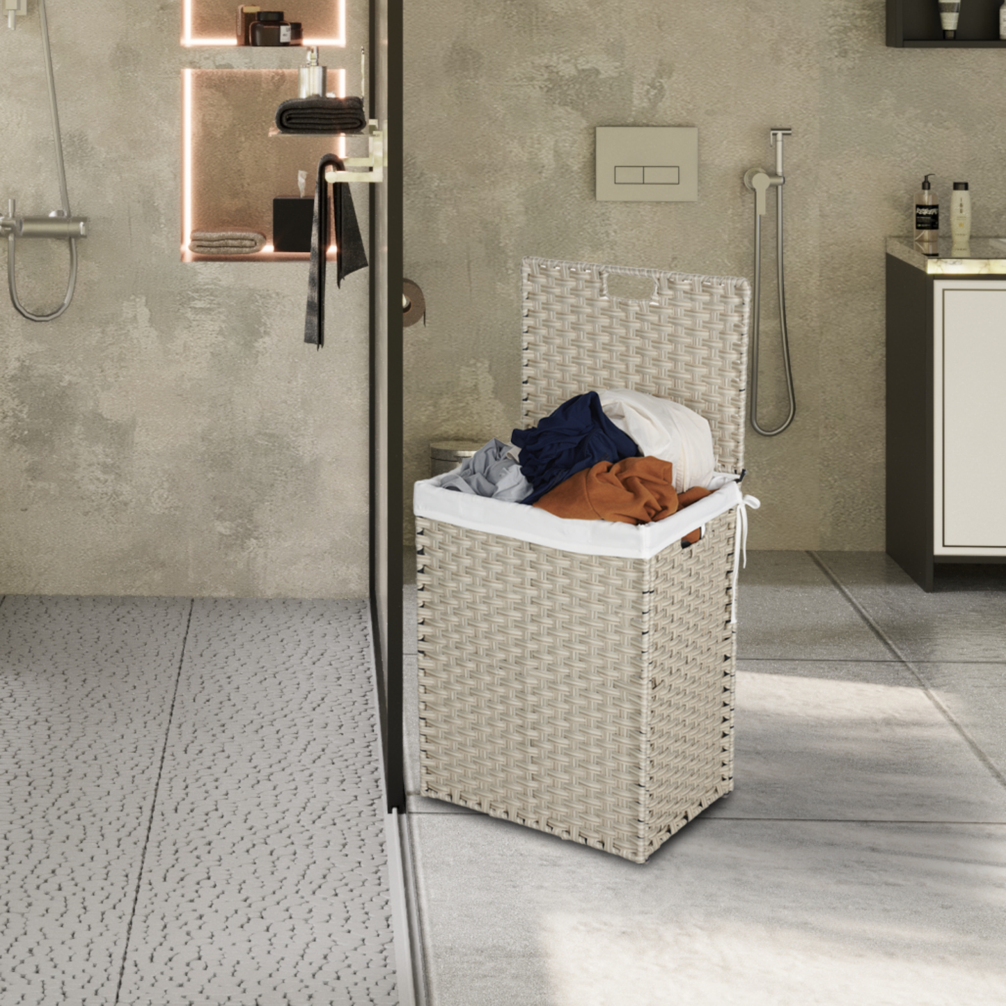 Stylish Grey Laundry Hamper with Removable Bags