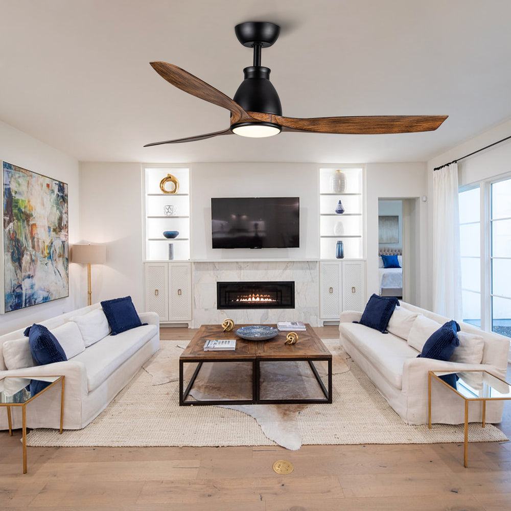 Sleek Black Ceiling Fan with LED Glow