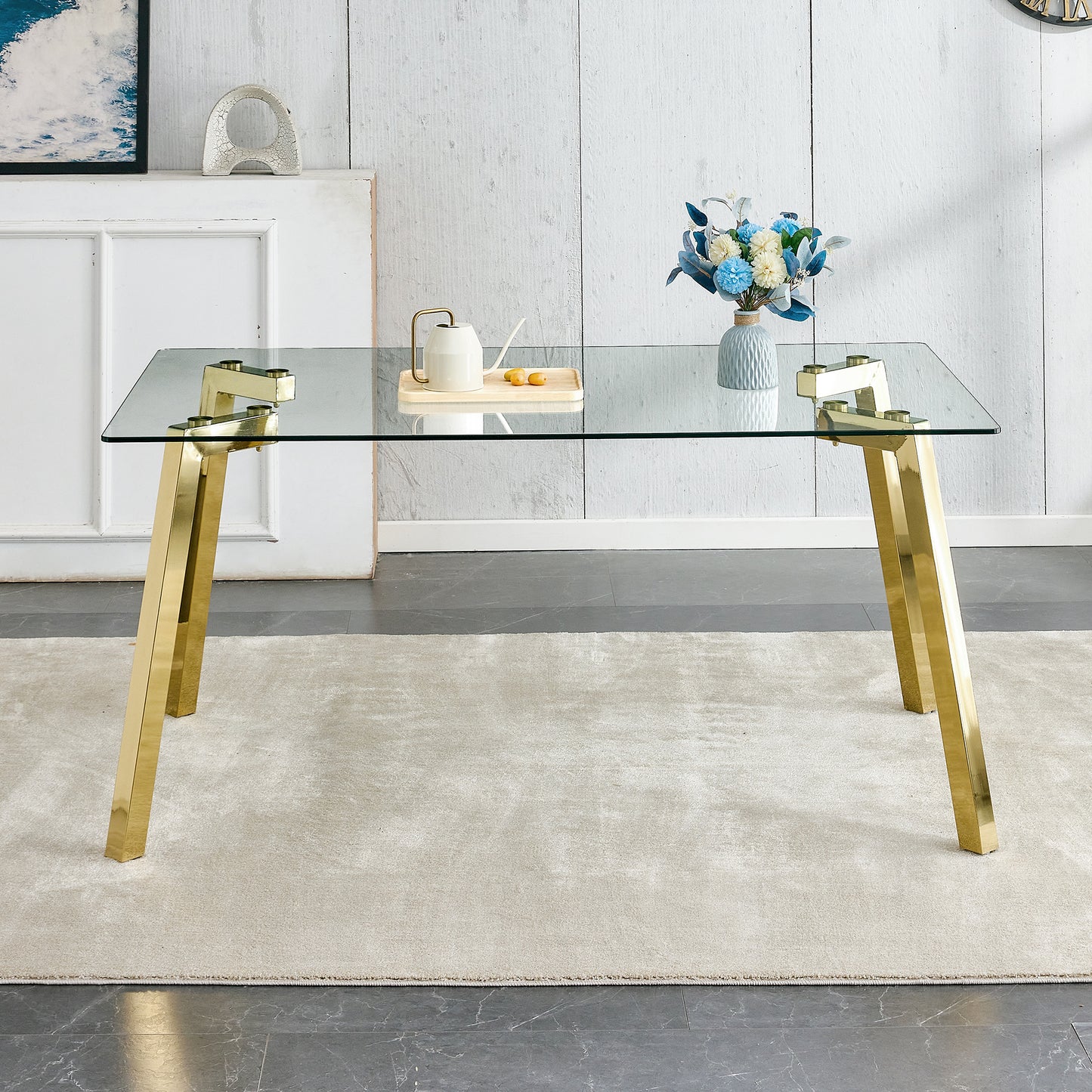 Gleaming Gold Glass Dining Table