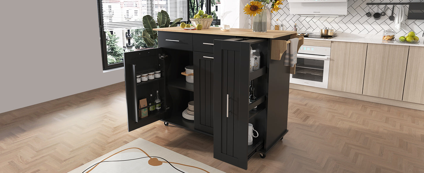 Versatile Rolling Kitchen Cart with Drop Leaf and Storage