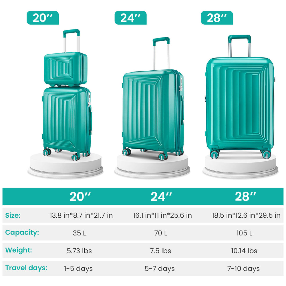 TravelMate Flex Set: Stylish Hard Shell Luggage with Spinner Wheels