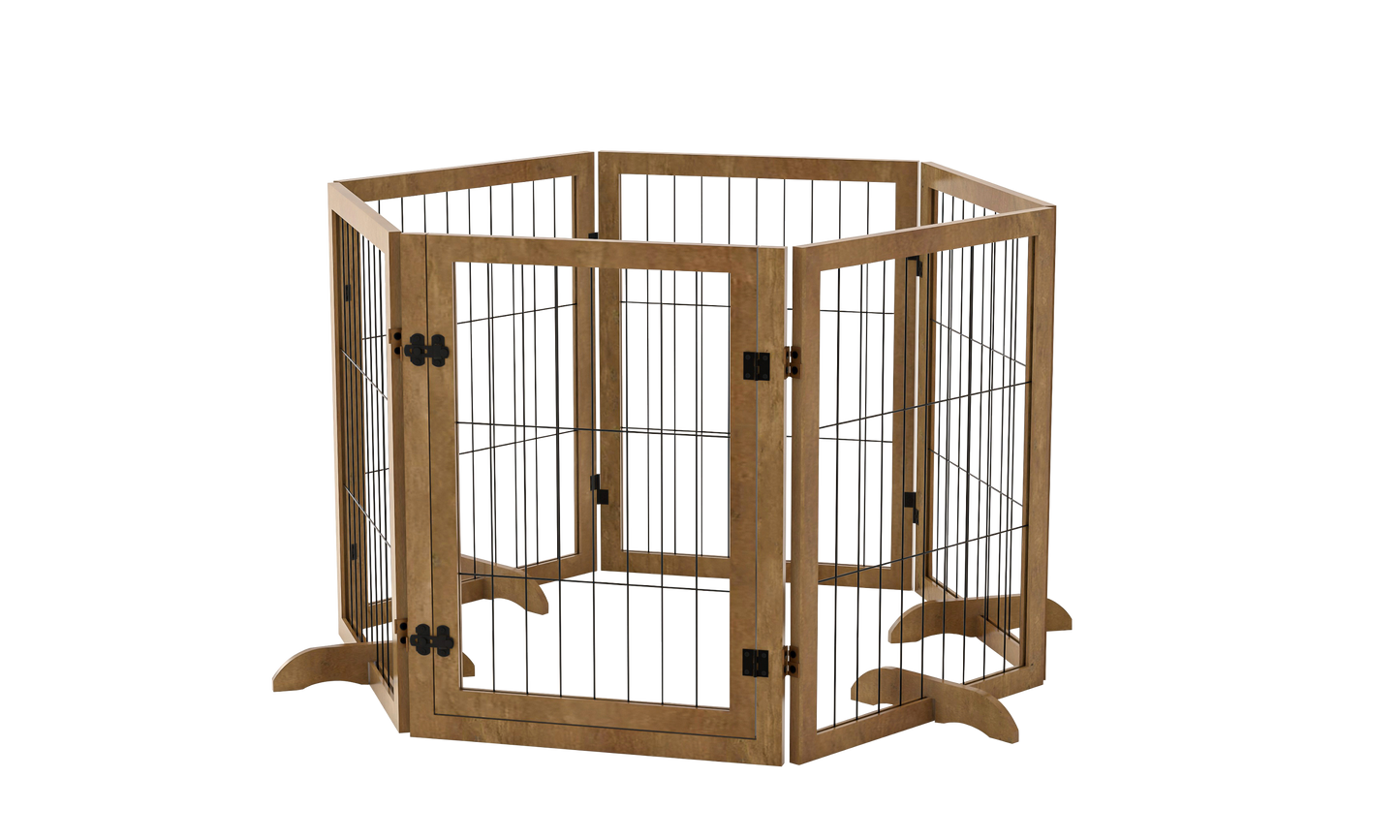 Flexible Dog Gate & Fence with Door - Stylish Indoor Barrier