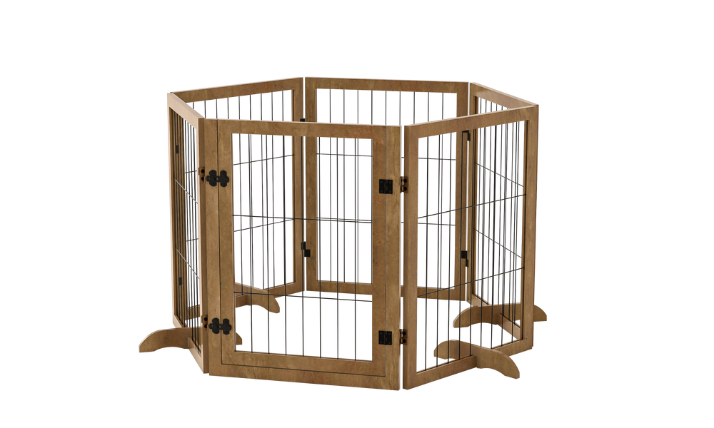 Flexible Dog Gate & Fence with Door - Stylish Indoor Barrier