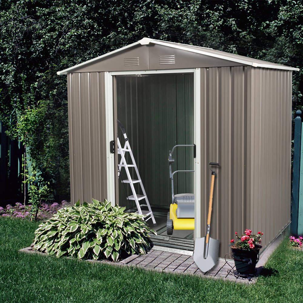 Gray Outdoor Metal Storage Shed