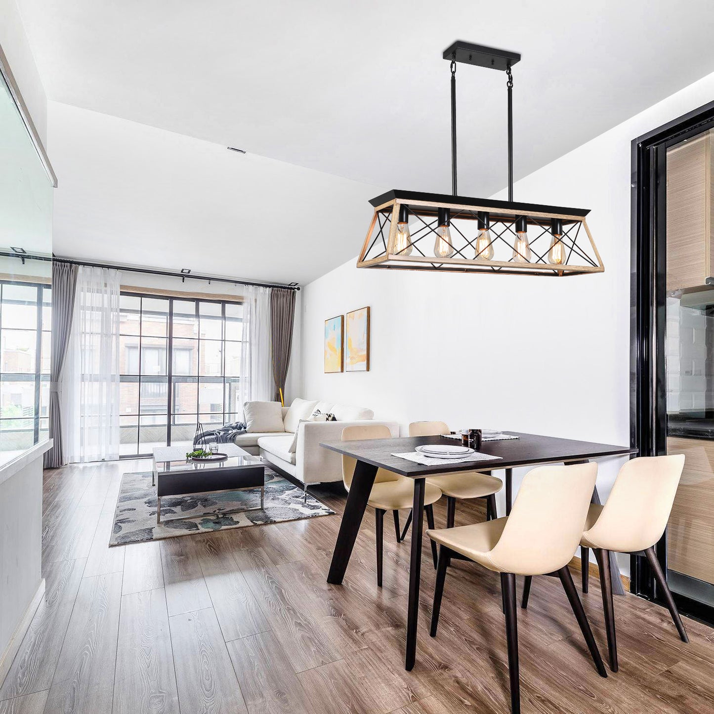 Rustic Oak Chandelier for Dining Spaces