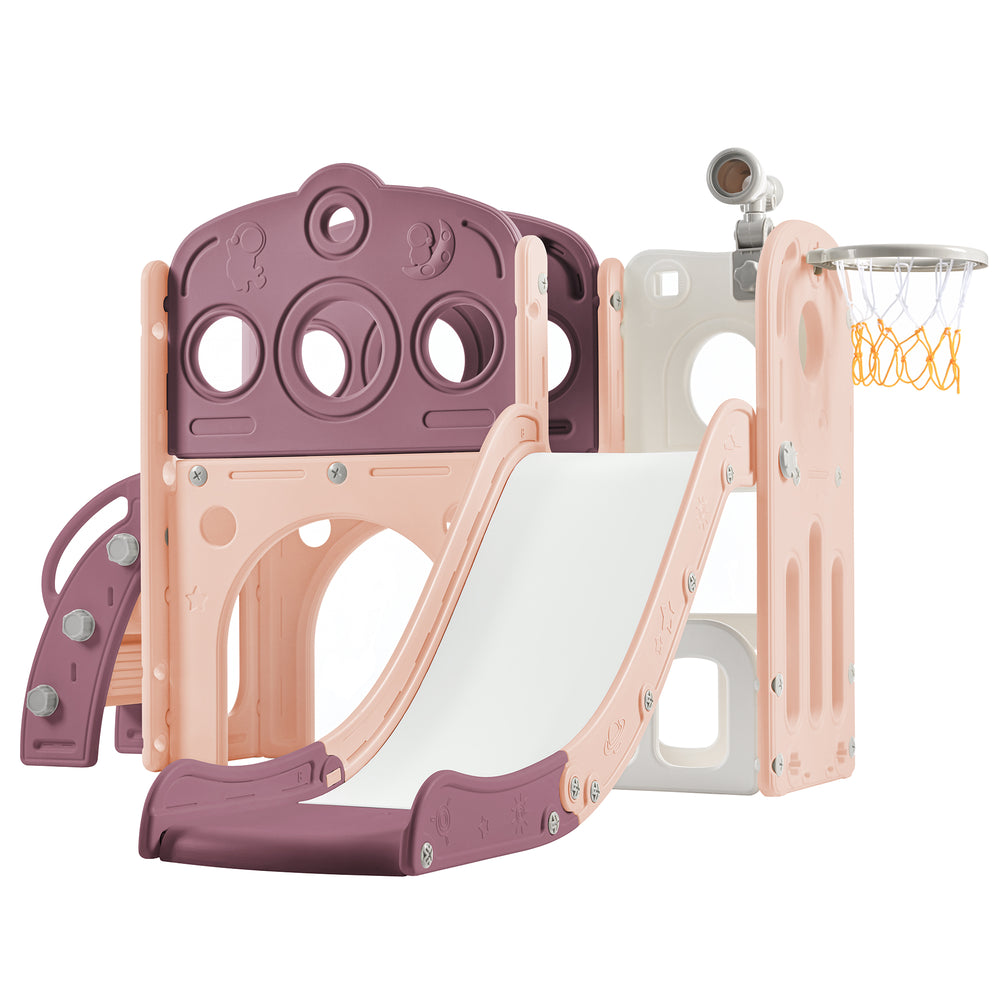 Space Adventure Toddler Playset with Slide & Basketball Fun