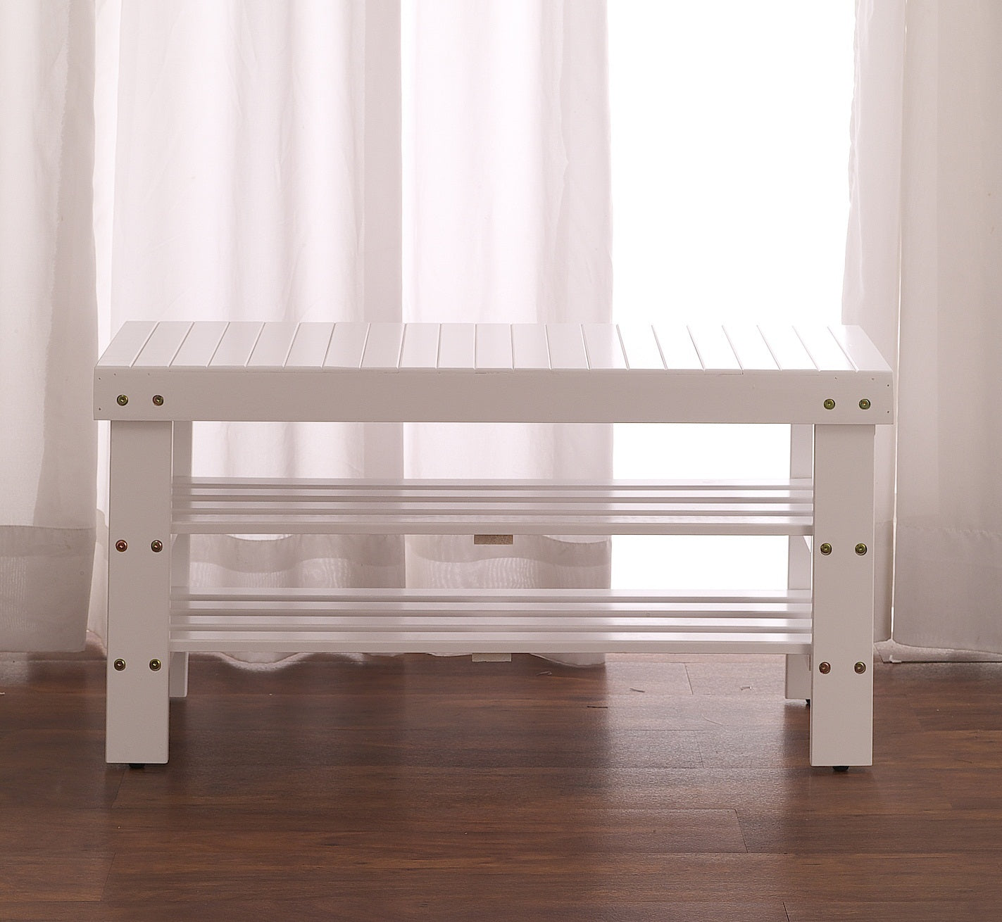 Chic White Wooden Shoe Bench