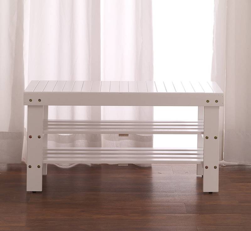 Chic White Wooden Shoe Bench