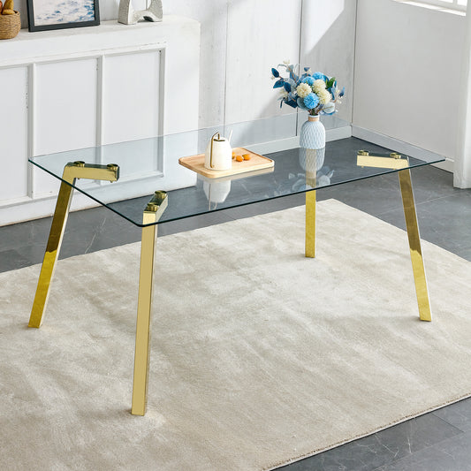 Gleaming Gold Glass Dining Table