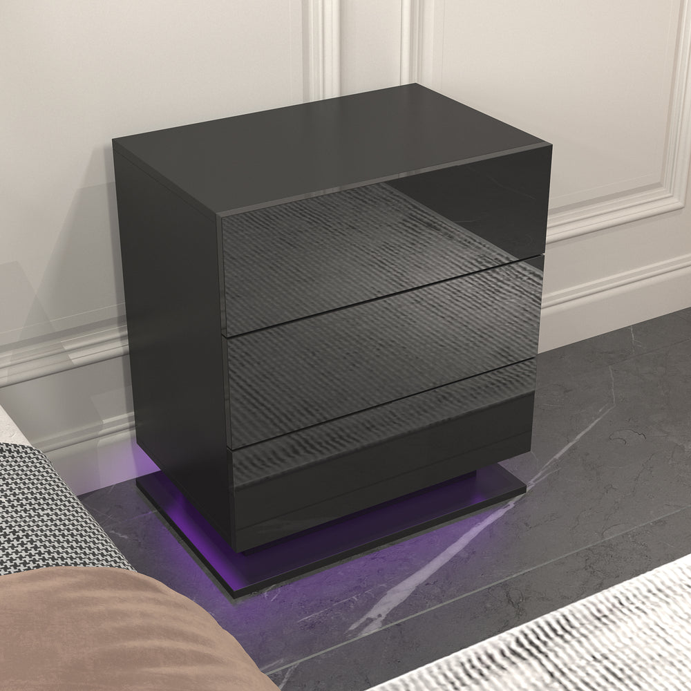 Luminous Nightstand with Three Drawers