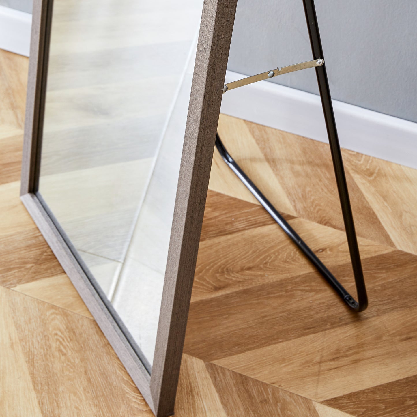 Elegant Gray Wood Framed Full-Length Mirror