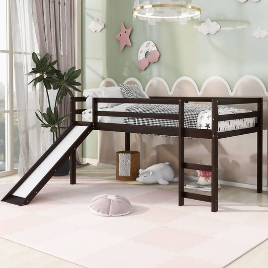 Fun Loft Bed with Slide - Twin Espresso