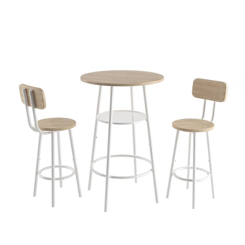 Chic Bar Set with Stylish Stools and Backrest
