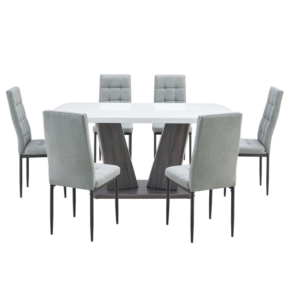 Chic Marble Dining Set for Six