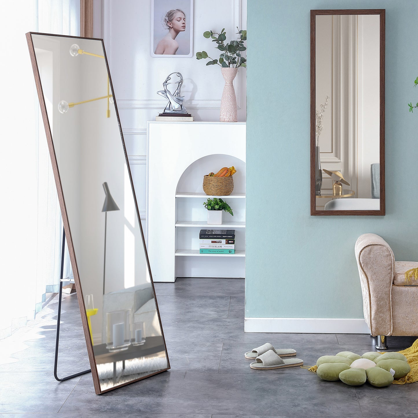 Stylish Brown Full-Length Dressing Mirror