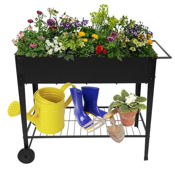 Garden Cart Planter with Wheels - Mobile Elevated Bed for Herbs & Veggies