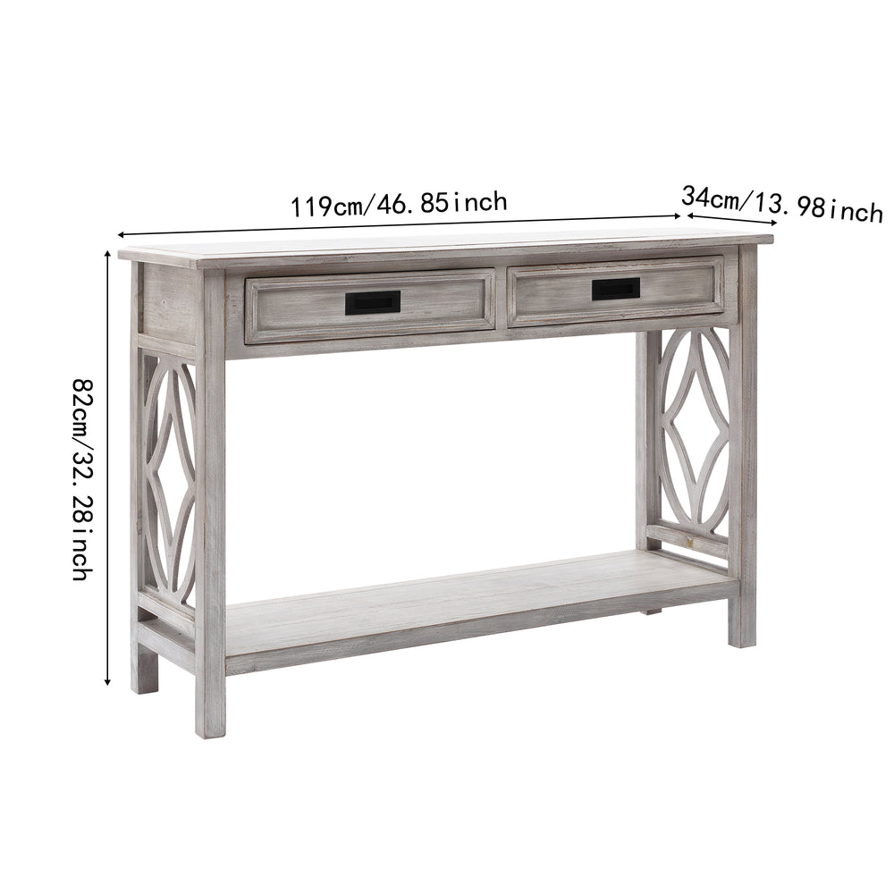 Chic Whitewashed Console Table with Drawers