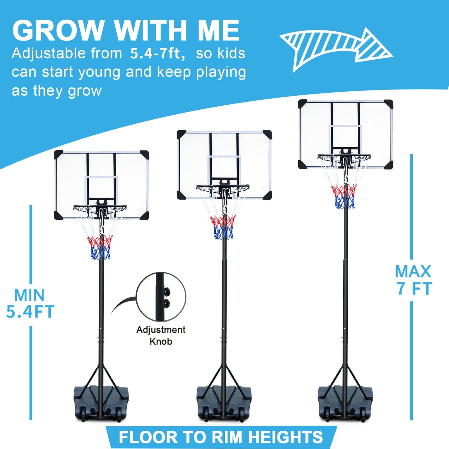 Easy-Set Portable Basketball Hoop - Adjustable for Indoor & Outdoor Fun!