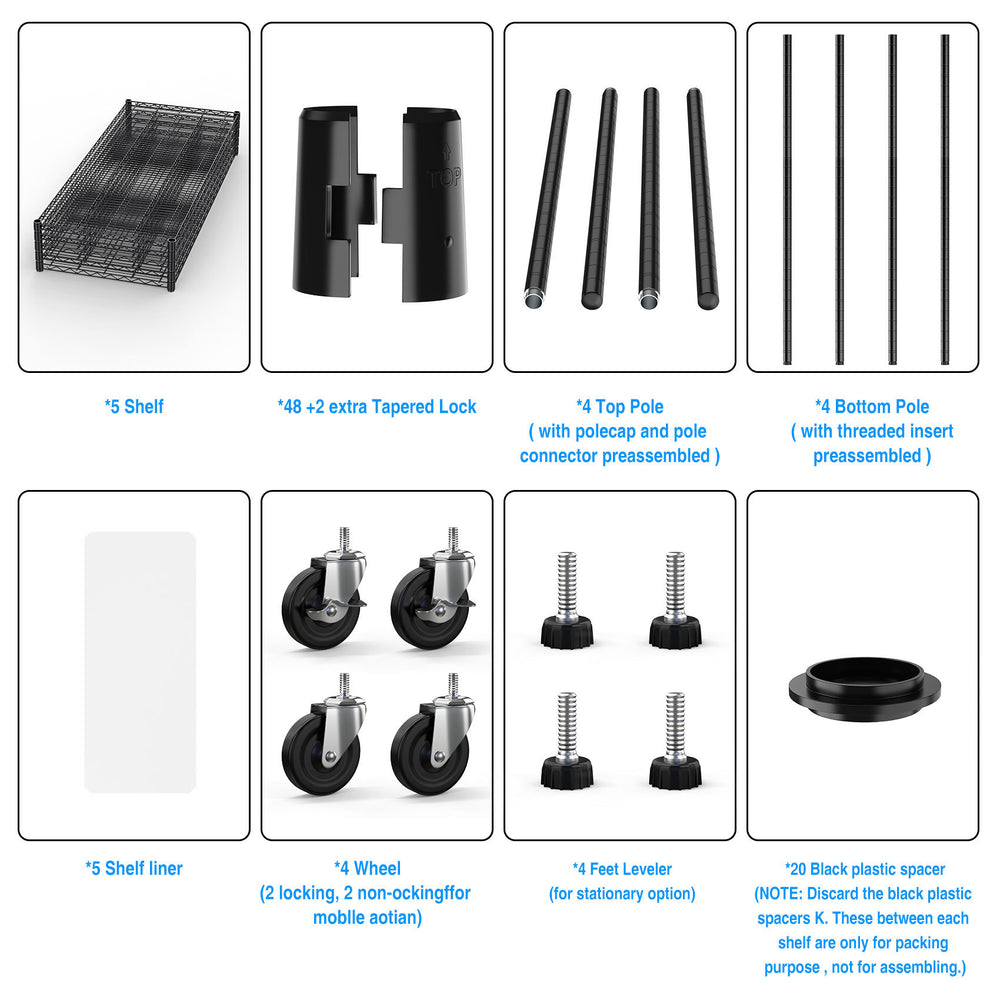 Heavy-Duty Adjustable Metal Storage Rack with Wheels