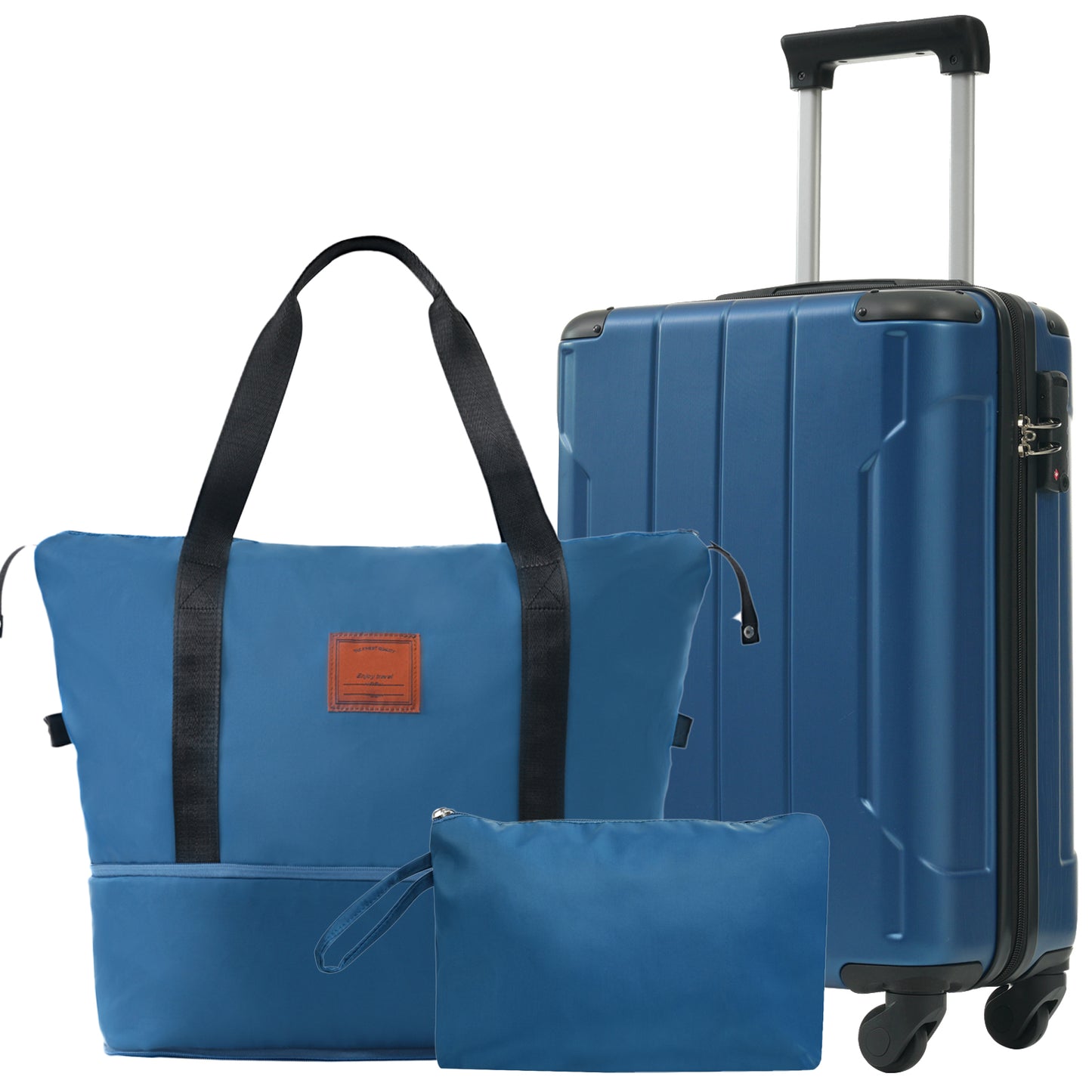 Blue Hardshell Travel Trio: Carry-on Suitcases with Wheels & TSA Lock