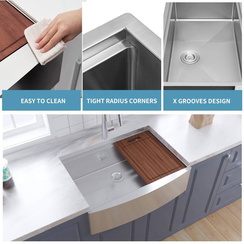 Farmhouse Stainless Steel Kitchen Sink: Sleek Workstation Design