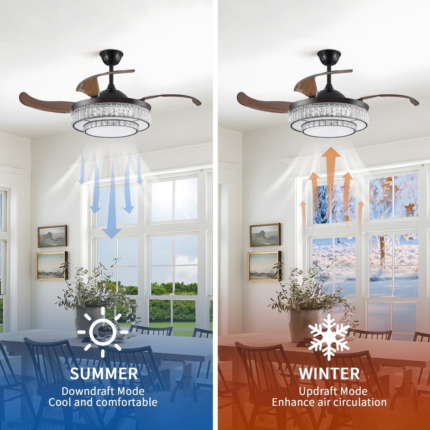 Sleek LED Ceiling Fan with Light & Remote - Modern Comfort for Every Room