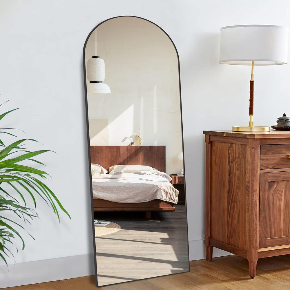 Sleek Black Arch Full-Length Mirror