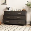 Elegant Black 6-Drawer Dresser with Gold Accents