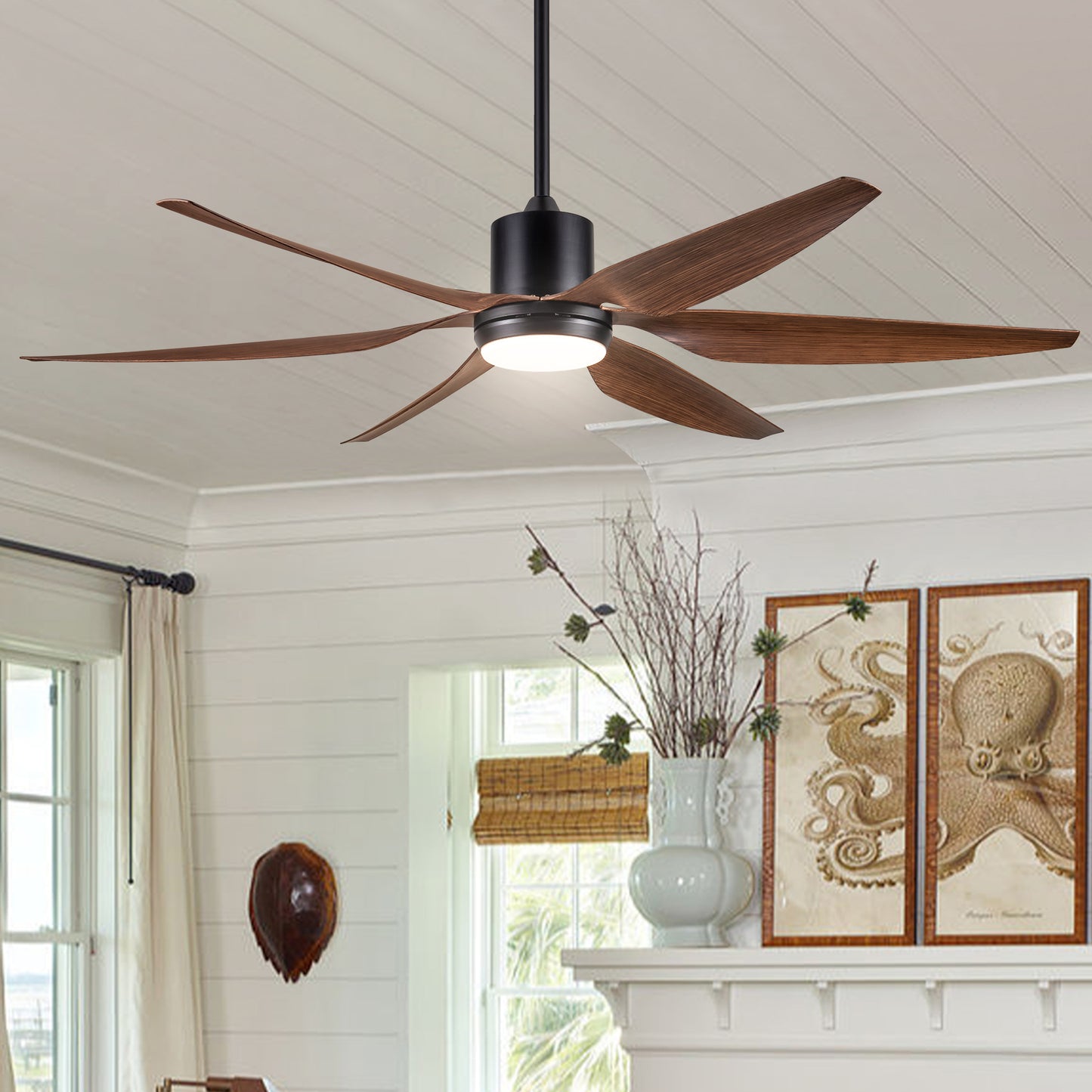 Rustic Glow Ceiling Fan with LED Lights