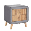 Gray Upholstered Nightstand with Drawers