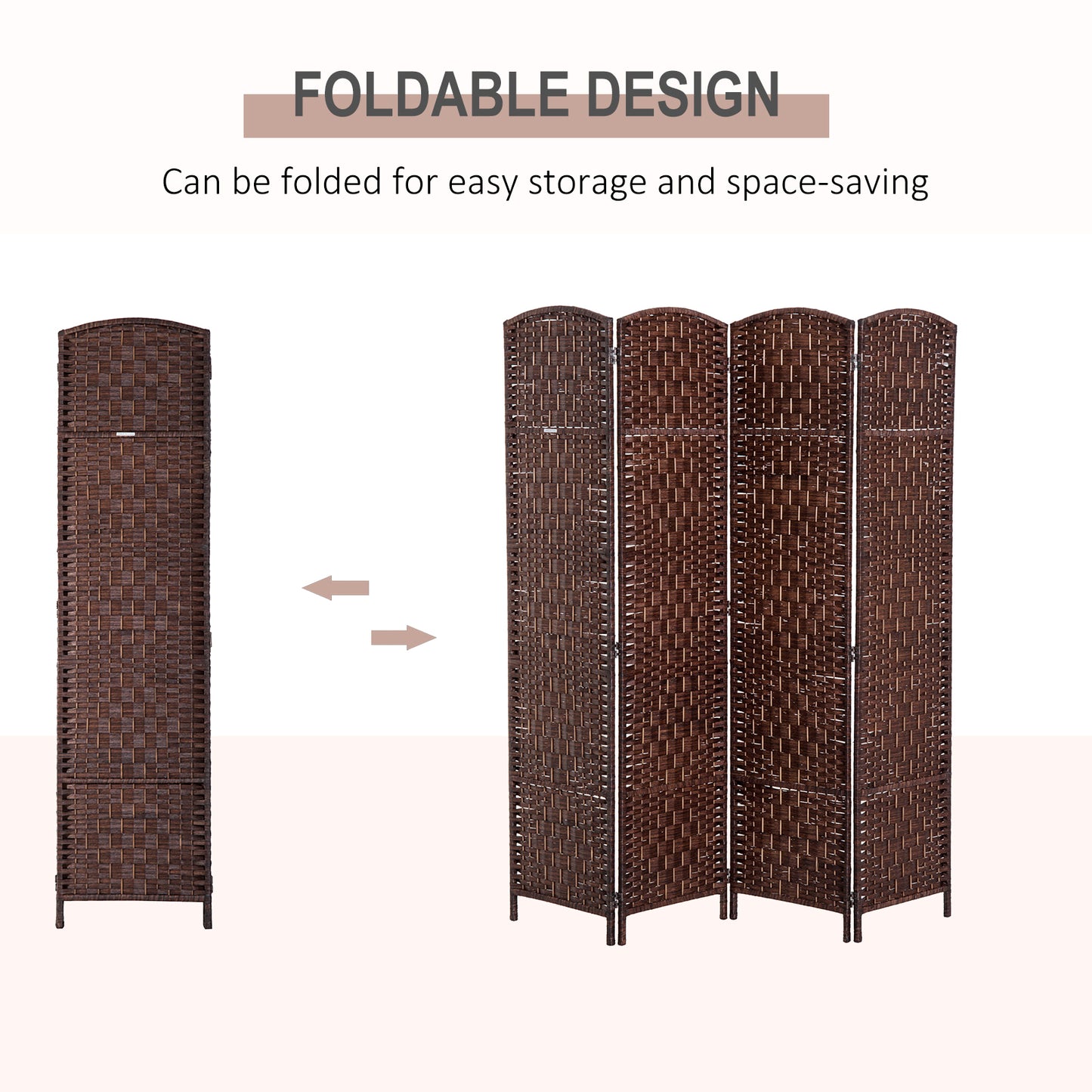 Chic Brown Wicker Privacy Screen Divider