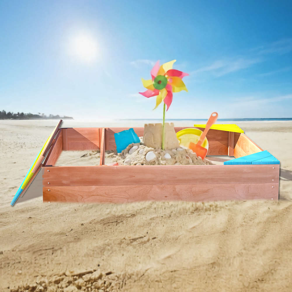 Sunny Days Wooden Sandbox for Kids