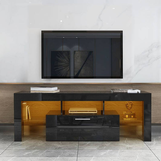 Chic LED TV Stand with Glass Shelves