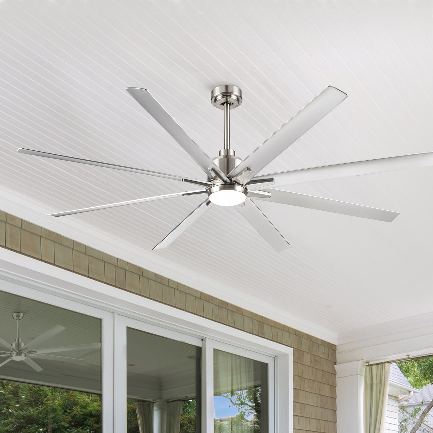 Sleek Brushed Nickel LED Ceiling Fan with Silver Blades