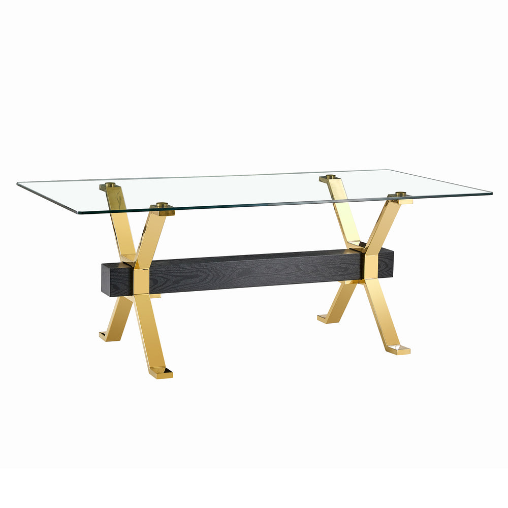 Chic Glass Dining Table with Gold Accents