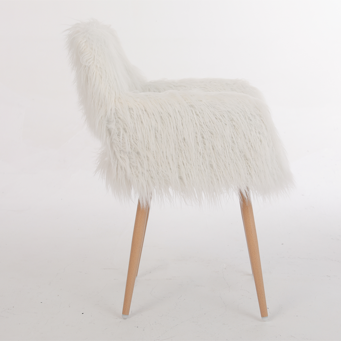 Chic White Faux Fur Makeup Chair with Metal Legs