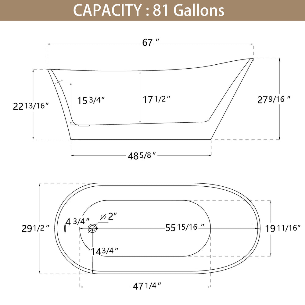 Classic Oval Soaking Tub - Stylish Free-Standing Bath with Chrome Drain