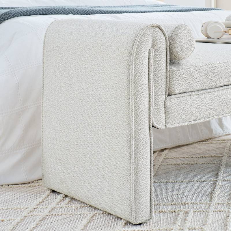 Cozy Linen Bedroom Stool - Versatile and Stylish in White