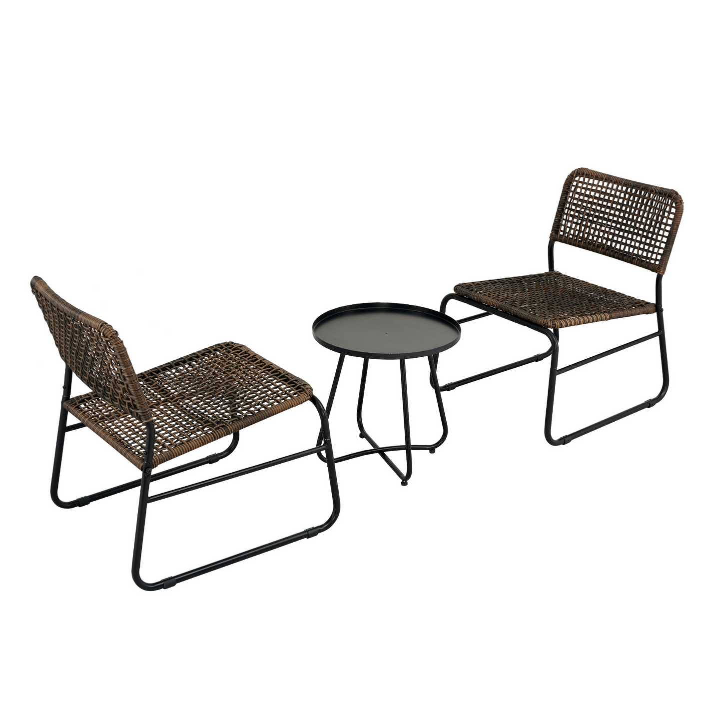 Chic Rattan Patio Set with Modern Round Table