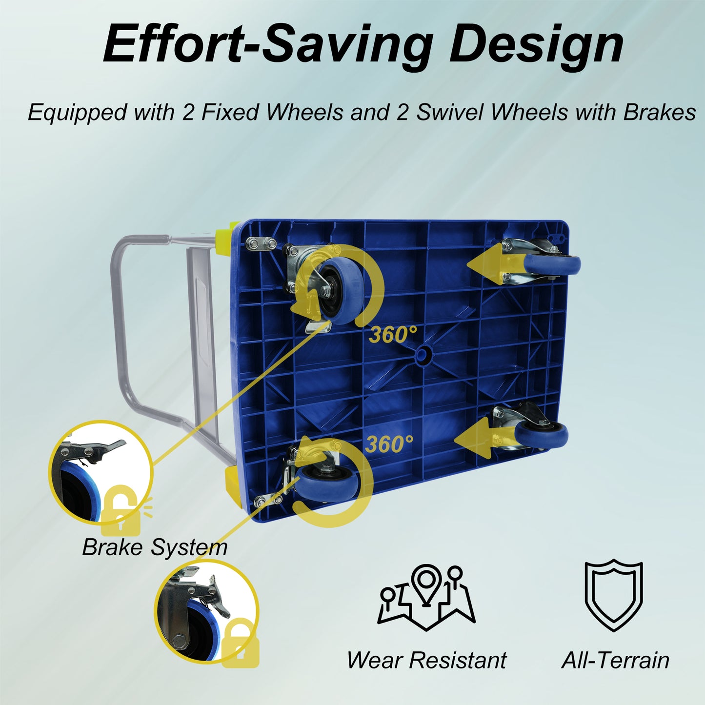 EasyFold Hand Truck: Heavy-Duty Cart with Swivel Brake Wheels