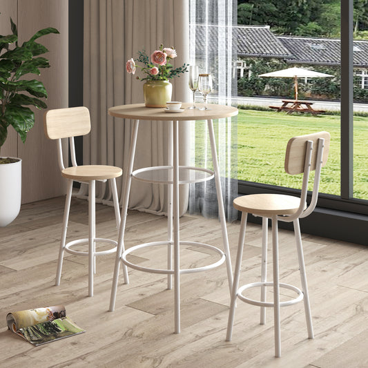 Chic Bar Set with Stylish Stools and Backrest